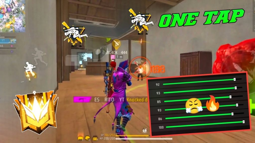 free fire sensitivity settings for grandmaster rank Free Fire sensitivity settings reset button screenshot