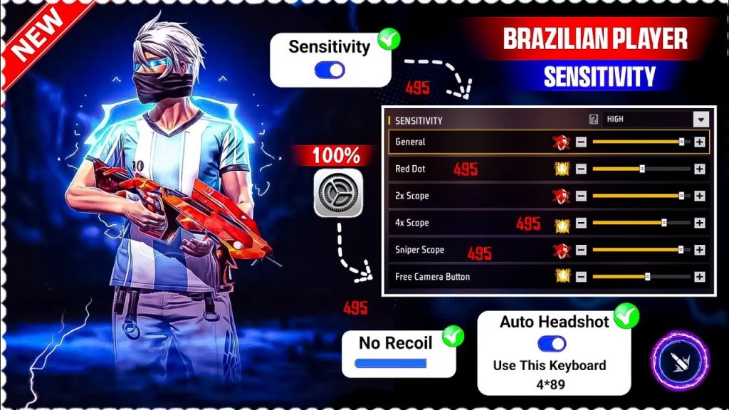 free fire sensitivity settings for headshots Free Fire red dot and 2x scope sensitivity settings