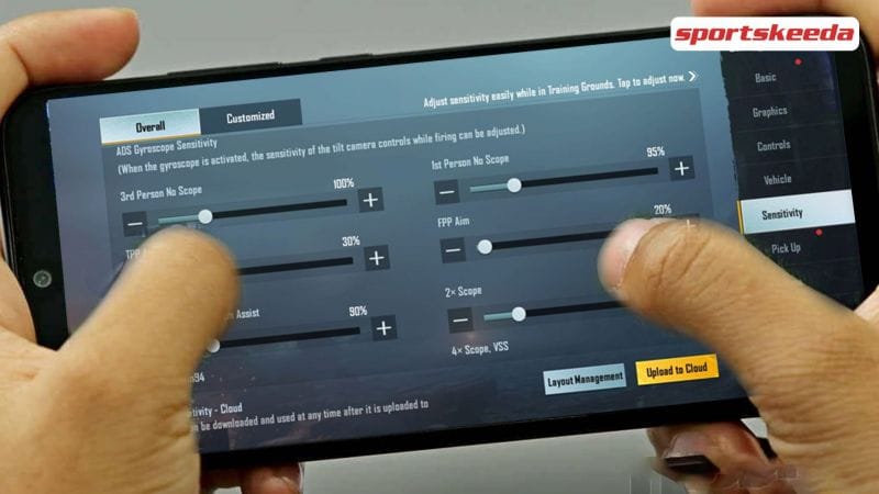 free fire sensitivity settings for non gyroscope users Free Fire 4x scope sensitivity menu showing slider at 65