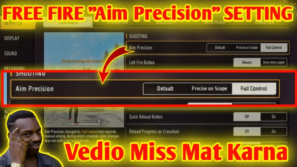 free fire sensitivity settings for precision aim Free Fire reset settings button in sensitivity menu
