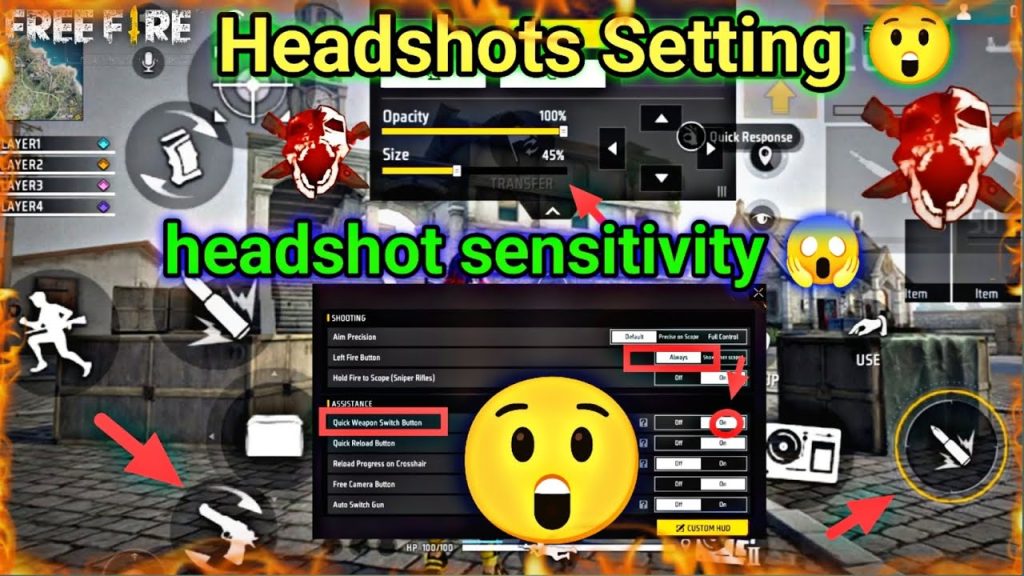 free fire sensitivity settings for red damage Free Fire red damage headshot 150 screenshot