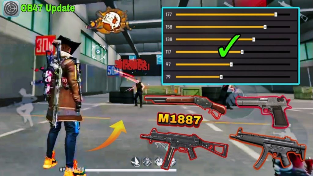 free fire sensitivity settings for ump Free Fire training mode shooting range with UMP