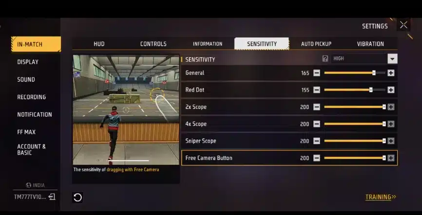 free fire sensitivity settings in india Free Fire precision sensitivity settings sliders camera red dot 2x scope screenshot