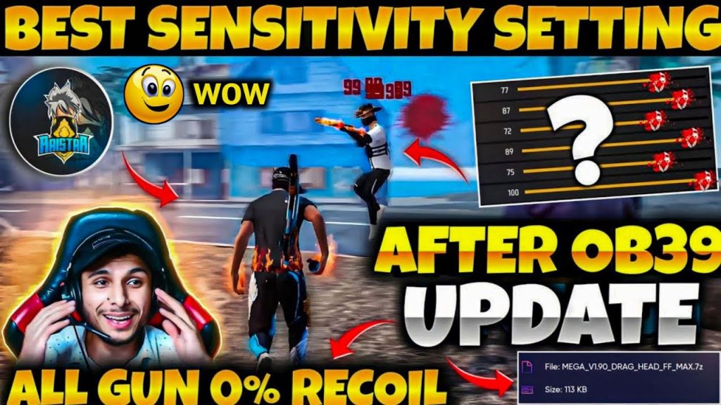 free fire sensitivity settings this month Free Fire gameplay screenshot with kill feed
