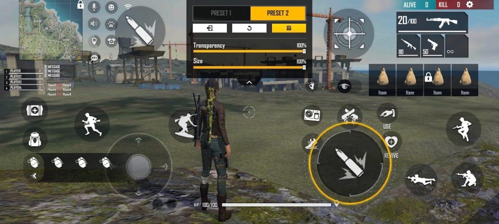 free fire sensitivity settings this season Free Fire custom HUD layout for claw