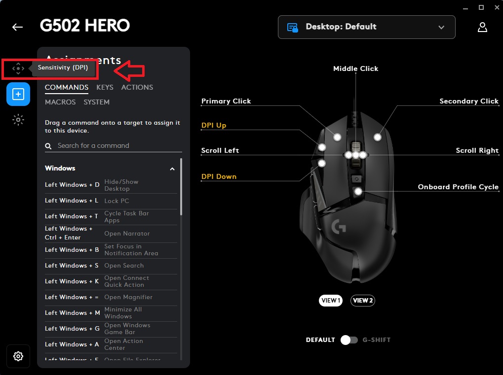 free fire sensitivity settings under 300 dpi Logitech G HUB software DPI setting at 300 for gaming mouse