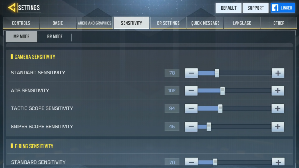 free fire sniper scope sensitivity settings Free Fire game sniper scope sensitivity slider in settings menu