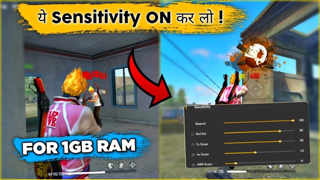 how to drag aim with free fire sensitivity settings Free Fire sensitivity settings menu screenshot