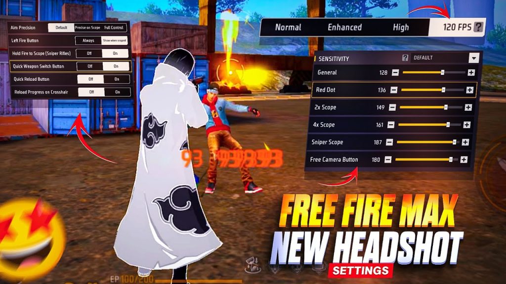 pro free fire sensitivity settings Free Fire sensitivity numbers 100 95 85 settings screenshot